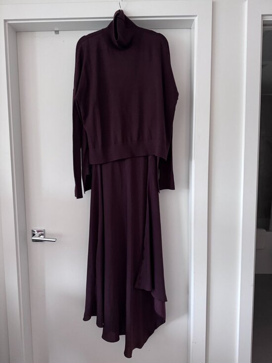 All Saints Dresses & Skirts - Burgundy All Saints Sweater and handkerchief hem Slip Dress and Sweater